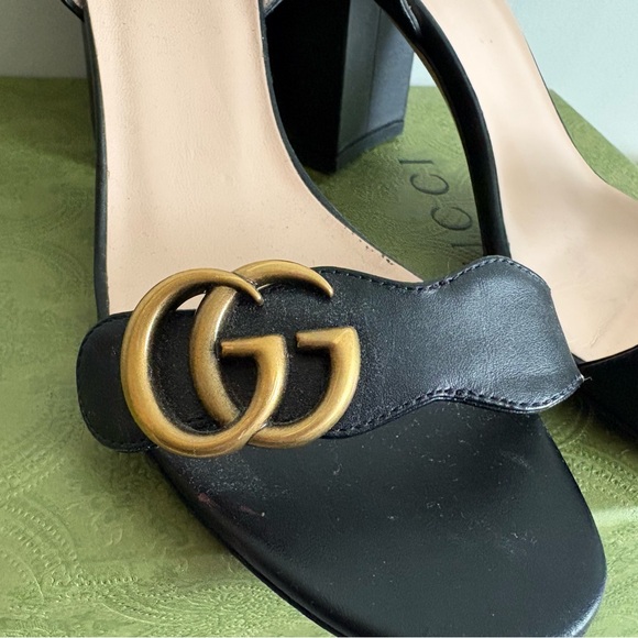 Gucci Black Heel with Gold Accents - Picture 9 of 12